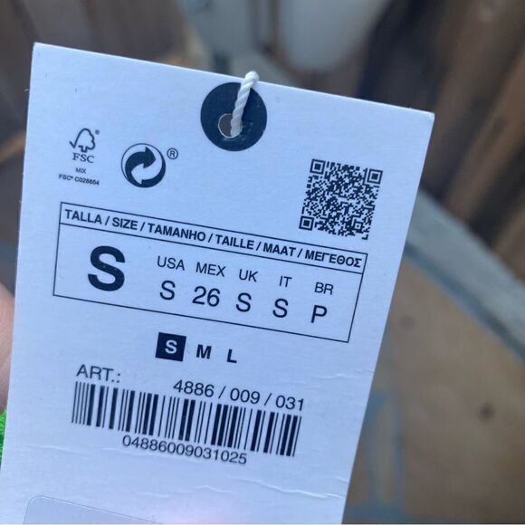 ZARA NEW Black / Green JACQUARD KINT CROPPED TOP size small NWT - Picture 10 of 11